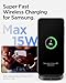 Spigen for Wireless Charger Stand & Pad, [Designed for Samsung] Qi Flex True 15W Super Fast Compatble with Samsung Galaxy S25 Ultra S25 Plus S24 Plus Ultra S23 Z Fold Flip 7 6 5 and More [No Adapter]
