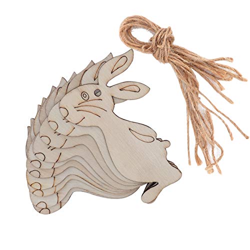Enfeites de animais de madeira, enfeites de madeira pendurados em forma de coelho Enfeites de madeir