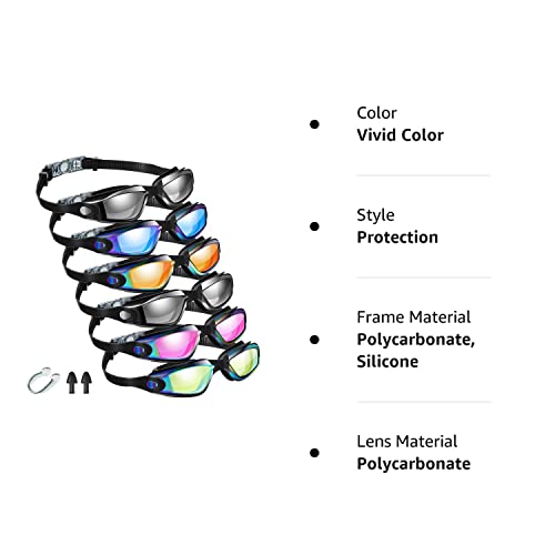 6 Pack Swim Goggles Antifog Swimming Equipment With Protection Polarized Women Men Swimming Goggles No Leaking Full Protection Sport Swimming Goggles With Wide View For Adult Youth (Vivid Color) #TOP7