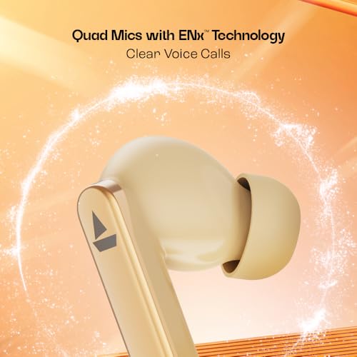 Image of Boat Airdopes 301, 75H Battery, 4Mics ENx, ASAP Charge,Low Latency, IPX5, Stream Ad Free Music via App Support, Bluetooth Earbuds, TWS Ear Buds Wireless Earphones with mic (Sunset Blush)