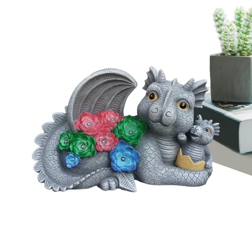 Figurines de statues d'animaux à énergie solaire et décors de dinosaures extérieurs