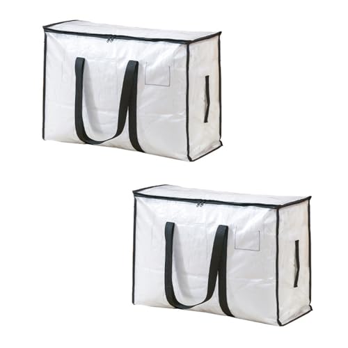 FANGCUU 布団収納袋 毛布収納袋 透明 2枚 大容量 衣類整理袋 防水 防湿 引っ越し用 クリア収納ボックス 持ち手付き 衣類収納バッグ 家庭用 収納ケース