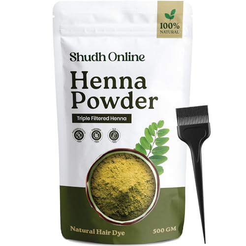 Image of Shudh Online Organic Henna Powder for Hair Growth (500 Grams), Herbal Mehandi, Hena Powder for Hair, Mehendi, Natural black dye - Mehndi Hina - Rajasthani Mehandi for Women