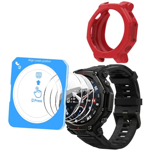 HUADU Amazfit T-Rex3 Pro 48mmp WatchXN[veN^[ ʒu킹tt[t KXtB h~ 𑜓xtJo[ VRP[XJo[ (bh)