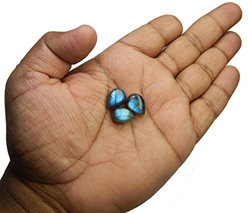 Myhealingworld MHW0164 Natural Calibrated 10X14Mm Pear Shape Blue Fire Labradorite Cabochon Loose Gemstone 3Pcs Box. thumb #3