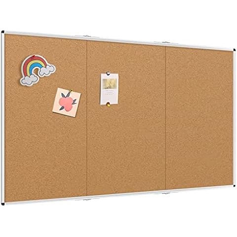 VIZ-PRO Large Cork Bulletin Board/Foldable Noticeboard, 96 X 48 Inches, Silver Aluminium Frame Cover