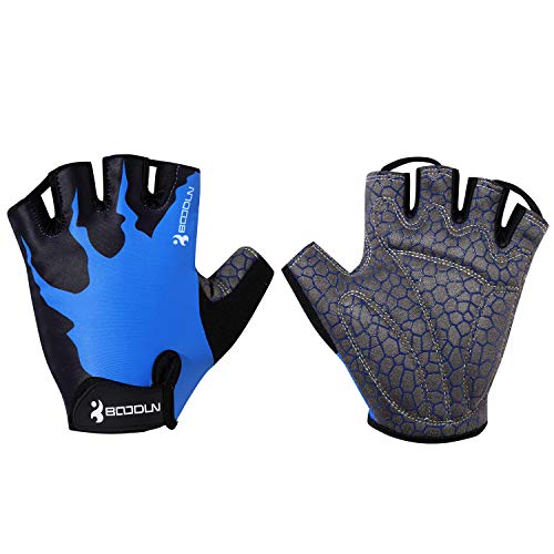 IKuaFly Guantes Ciclismo MTB, Guantes Bici Verano Respirable Reflectante Gel Almohadilla para Hombre (Azul, XL)