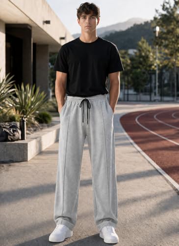 Image of ENDEAVOUR WEAR Men's Baggy Oversized Track Pants | Premium Cotton Rich Fabric | Straight Loose Fit Non-Cuffed | Gym, Streetwear & Casual Comfort Track Pants Lounge Pants