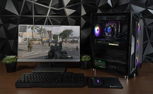 Image of ViprTech Ghost Gaming PC - AMD Ryzen 7 (4.1Ghz Turbo), AMD Radeon RX 580 8GB, 16GB DDR4, 500GB SSD, WiFi Bluetooth, RGB, Windows 11, Desktop Computer Tower Prebuilt, Onyx Black