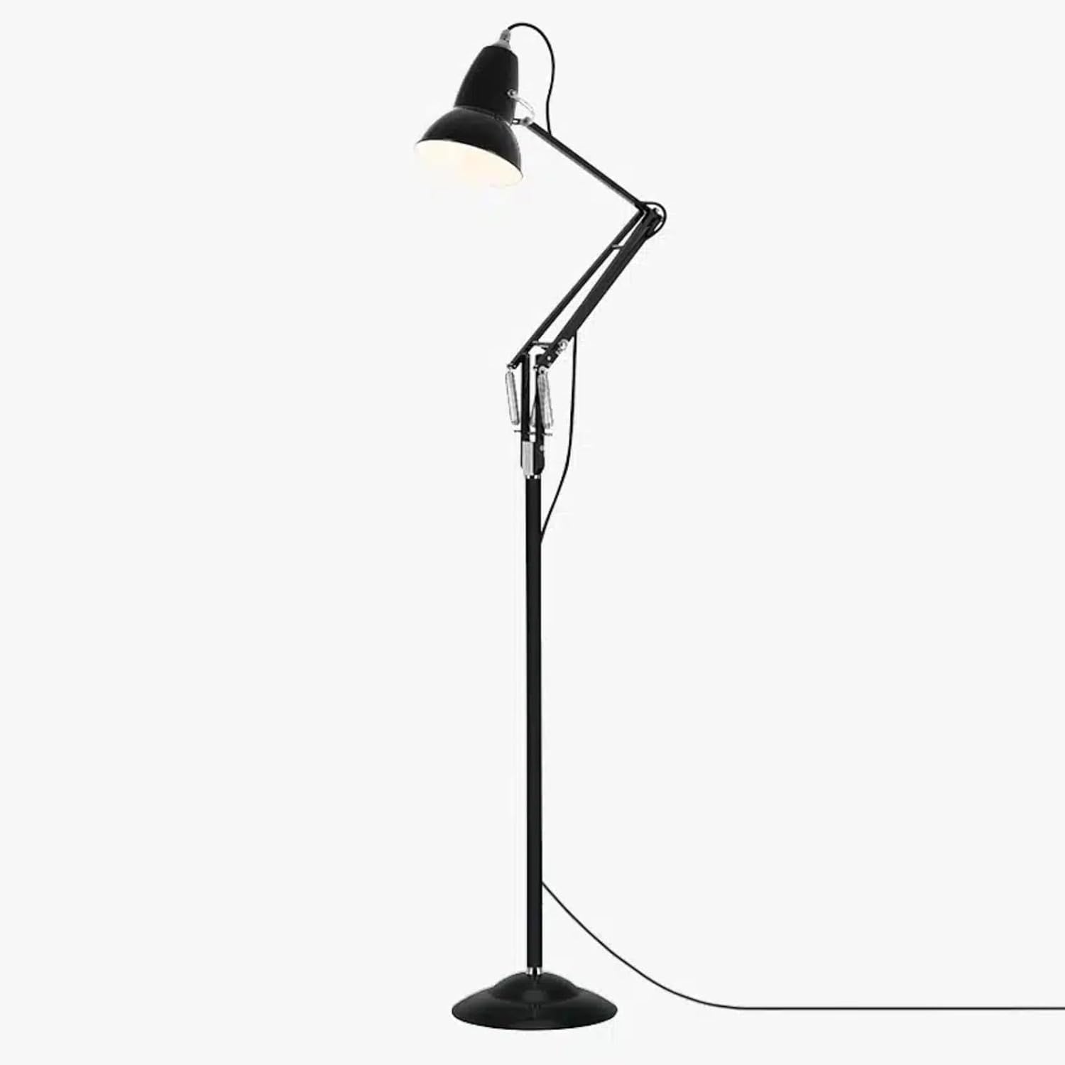 Anglepoise Original 1227 Floor Lamp | Gloss Paint Finish Cast Iron Base Aluminum Shade & Chrome Plated Arms & Pole Adjustable Reading Light for Living Room Office Bedroom Decor (Jet Black)