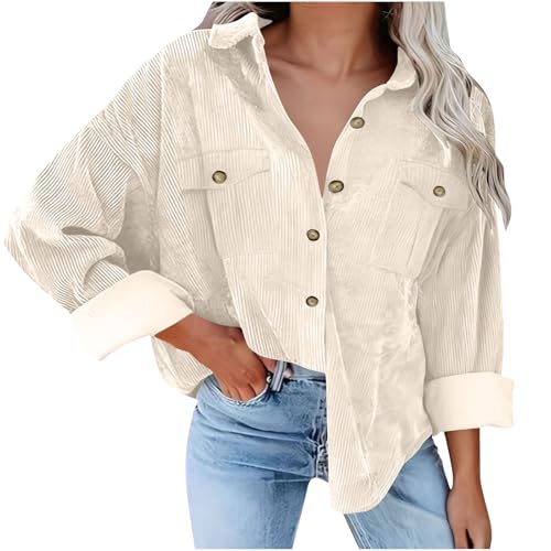 Veste velours femme style rétro et coupe ample décontractée pour le quotidien