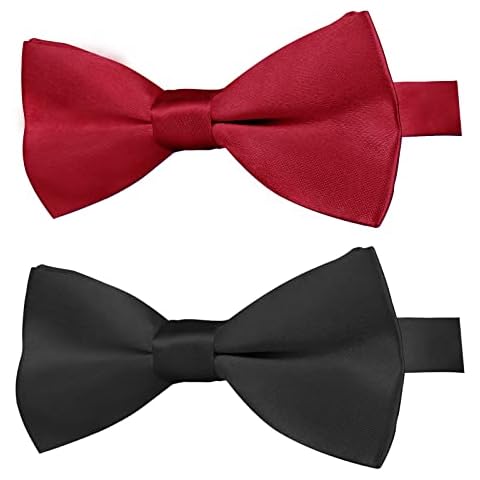 KOOLMOX Dog Bow Tie, Dog Bow with Adjustable Dog Collar for Small Puppy Dogs Cats Pets Wedding Birthday Party Christmas Holiday Homecoming Costumes, 2-Pack, Black and Wine Red, 7.7''-15'' Cover