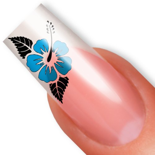 SPECIAL SET small - Nailart NAIL TATTOO STICKER - hibiscus / flower / blossom - turquoise