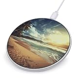 Sunset on The Beach Wireless Charger Portable Fast Charging Pad Lightweight Wireless Charging Pad 10W Slim Charging Station for Phone Charger Mat for Travel Home Office Desk