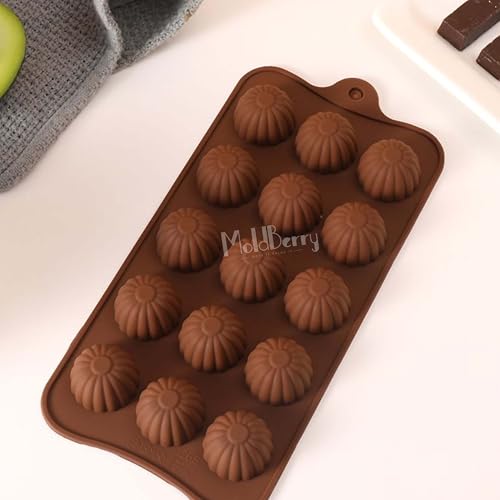 Image of MoldBerry Silicone Chocolate Mould Combo Set of 3 | Flower, Rose & Bon-Bon Shape Candy Molds | Flexible Non-Stick Jelly & Candy Making Tray for Home Bakers & Professionals |