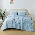 Caressma Light Blue Comforter Set Twin Size, Solid Lightweight Down Alternative Soft Boho Bedding Comforter Set, Breathable Fluffy Microfiber Skin-Friendly Comforter (68"x90") for All Seasons