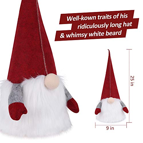 D-Fantix Gnome Christmas Tree Topper, 25 Inch Large Swedish Tomte Gnome Christmas Ornaments Santa Gnomes Plush Scandinavian Christmas Decorations Holiday Home Décor Red… #TOP3