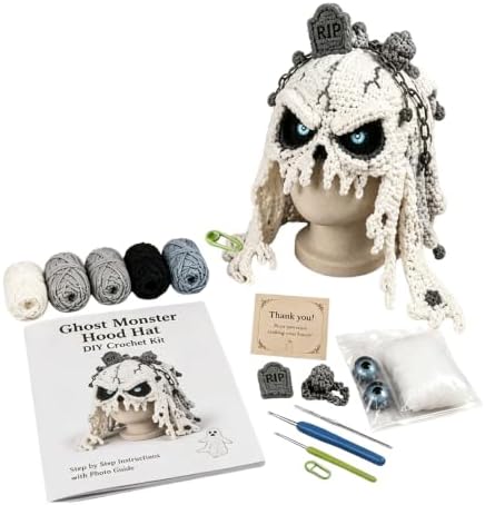 Halloween Monster Hood DIY Crochet Kit, HalloweenHood Hat DIY Crochet Kit for Beginners, DIY Handmade Wearable Hood with Step-by-Step Guide, DIY Craft Gift for Halloween Lovers, Vampire Bat — view 5