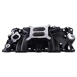 JGhyperX 2701 Intake Manifold Aluminum Dual Plane Compatible with Chevy Small Block SBC 305 327 350 383 1955-86 262-400 V8 Engine (Black)