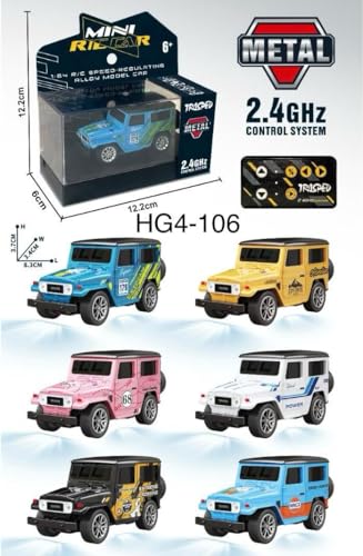 Image of Mini Die-Cast RC Car 1:64 Scale | High-Speed Desktop Remote Control Car with LED Headlights | 2.4GHz Mini Controller, 15m Range, Type-C Charging | Toy Car Model for Kids & Adults (HG4-106)