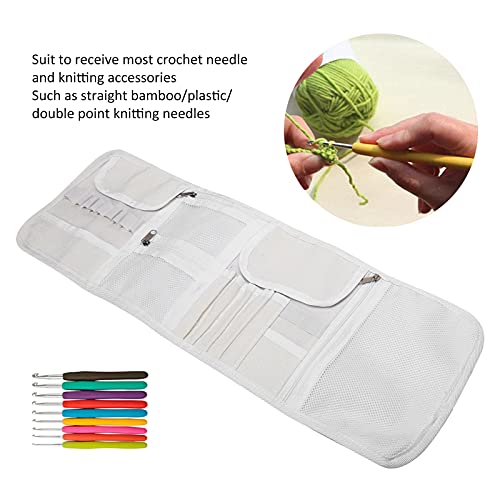 Image of Zerodis Knitting Needles Case Rolling Crochet Hooks Storage Bag Knitting Needles Case Empty Organizer Empty Crochet Hooks Storage Bag with Zipper(#1)