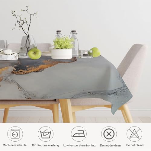 Table cloth coton lin imperméable 140x140cm nappe anti tache marbre - 7