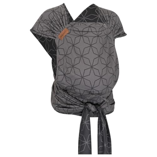 Hoppediz Hop-Tye Advanced - 4-in-1 Babytrage für Neugeborene ab Geburt - Halfbuckle Tragehilfe mit Tuchträgern - mitwachsend bis 20 kg - Design Malmö stone