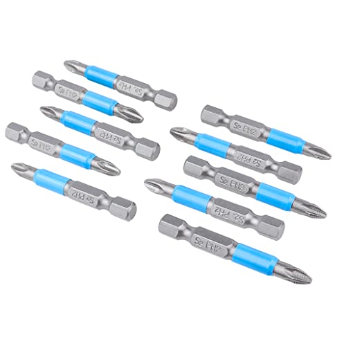 Yakamoz 10Pcs Phillips Bits #2 Magnetic Screwdriver Bit Set 1/4" Hex Shank Cross Head Ph2 Screwdriving Bits For Impact Driver, 2-Inch #TOP2
