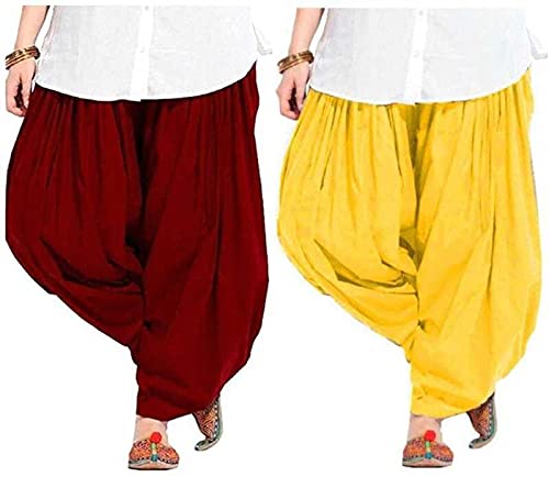 NOBHOB woman's plain cotton patiala salwar combo of 2 (free size) patiala || patiyala || patiala pants || cotton patiala || patiala combo (multicolour)