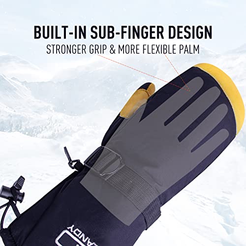 Facelandy Ski Gloves Women Men Waterproof Breathable Snowboard Gloves 3M Thinsulate Winter Mittens Gloves Cold Weather(M,Yellow) #TOP4