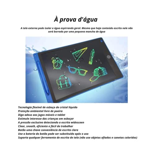 Infantil LCD Lousa Mágica Para Desenho e Estudo 12 Polegadas (Branco) MIURI