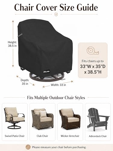 Image of ANartcle Swivel Patio Chair Cover 4 Pack,600D Waterproof Heavy Duty Outdoor Chair Cover(33 W x 35 D x 36 H inches),Patio Furniture Covers,Outdoor Furniture Covers Waterproof,Black