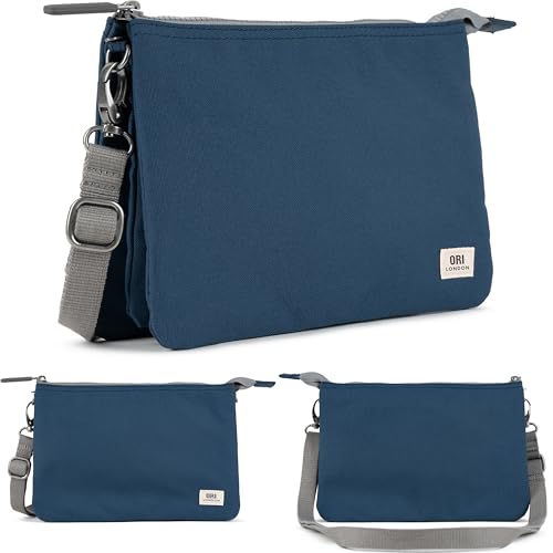 ORI LONDON Crossbody Bag - XL Slim, Chunky Zip, Removable & Adjustable Strap, & 3 Compartments - Carnaby