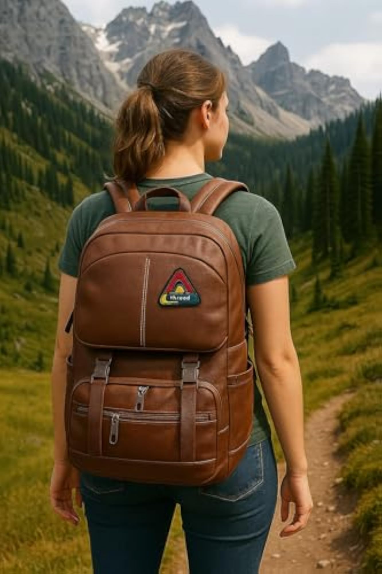 Mophonics Stylish PU Leather Backpack, Large Capacity Travel Bag