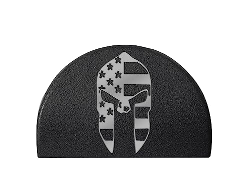 NDZ Performance JP1 Grip Plug for Glock 17 19 21 22 23 24 31 32 34 35 38 Gen 1-3 in 9mm .40 .357 10mm .45 ACP Color Filled Laser Engraved in Silver - Spartan Helmet US Flag