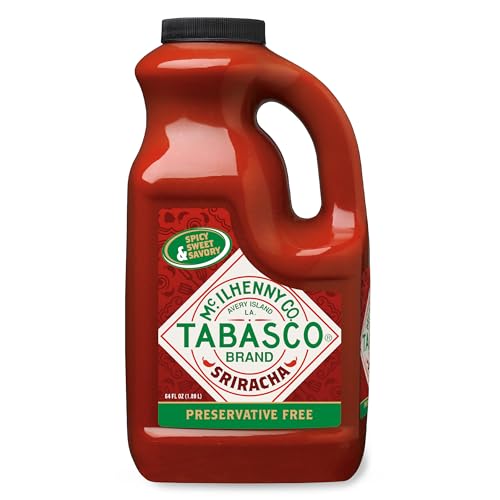 TABASCO Brand Sriracha Hot Sauce, Medium Heat, Bulk Plastic Jug, Thai-Style with Louisiana Twist, Rich & Bold, Perfect for Large Recipes, Great on Stir-Fry, Teriyaki, & More, 64 Fl Oz (Pack of 1)