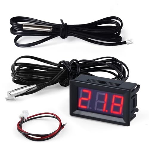 FBBULES Termómetro Digital de 12V con Sonda Medidor LED de Temperatura Monitor para Congelador Refrigerador