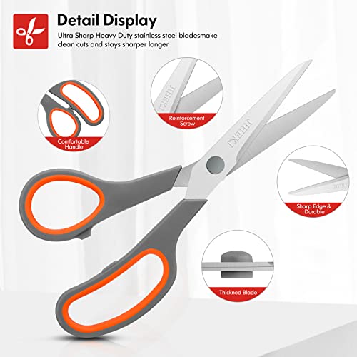 Scissors Bulk 6-Pack, All Purpose Scissors Stainless Steel Sharp Scissors For Office Home General Use Craft Supplies, High/Middle School Classroom Class Older Kids Scissor Set, Right/Left Handed #TOP1