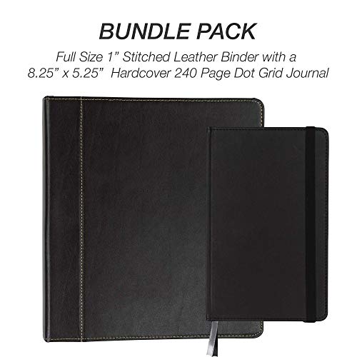Samsill Bundle Pack, 1" Black Contrast Stitch Binder With Black Dot Journal, Binder Plus Journal Bundle Pack #TOP1