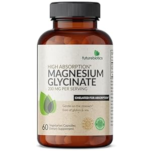 Futurebiotics Magnesium Glycinate 200 MG per Serving Chelated for High Absorption, Gentle On Stomach, Non-GMO, 60 Vegetarian Capsules