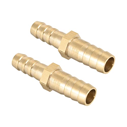 QUARKZMAN Raccordi in Ottone 10mm a 8mm Dia Raccordo Dritto Barb Tubo Flessibile Riduttore Dritto Connettore Adattatore per Tubo Flessibile Collegamento Giardino [2 Pezzi, Tono Oro]