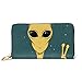 Produktbild JHGFG Mode Handtasche Reißverschluss Brieftasche Alien Hand gezeichnete Vektor-Illustration Mars-Telefon Clutch Geldbörse Abendkupplung Blocking Leder Brieftasche Multi Card Org