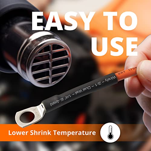 Wirefy | Heat Shrink Tubing - 3/4" inch - 3:1 Ratio - Adhesive Dual Wall Waterproof - Heat Shrink Tube - Heatshrink Tubes - Black - 50 Feet Roll | Trusted UL Certification