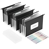 ThinkTex Hängemappen A4, Hängeregister Mappen mit Erweiterbaren Taschen, Abheftbar Organizer Dokumente für Schule Büro Hause Familien(3 Stück - Schwarz)
