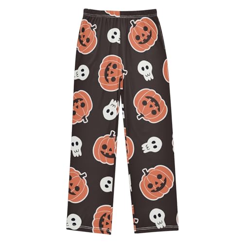 Pumpkin Skeleton Boys Pants Boys Athletic Pants Long Pant for Boywith Pockets Wide-Leg Size 6-14Y