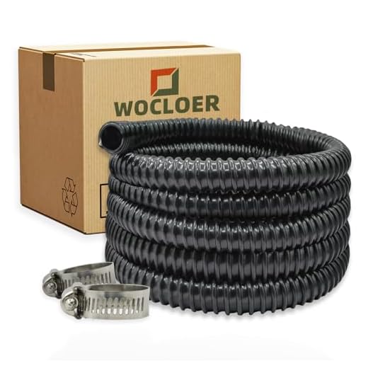 Wocloer Pond Tubing 3/4” × 20 Feet Black Flexible PVC Pond Hose,Garden Pond PVC Tube - Reinforced, Kink-Resistant Tubing for Pumps, Fountains & Waterfalls, with 2 Clamps,3/4" Dia
