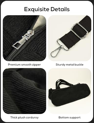 Image of METALPHA Tote Bag for Women, Large Work Corduroy Tote Bags Zippered Messenger Travel Bag Shoulder Crossbody Hobo Handbags