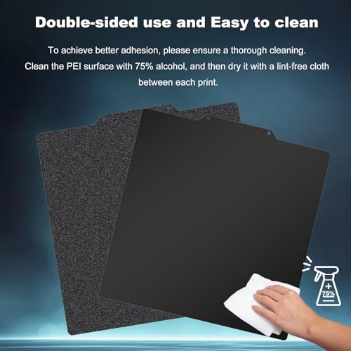 Image of 377x370mm Black Build Plate for Ender 5 Plus, Double Sided Textured PEI+Smooth PEI Flexible Spring Steel Platform Heated Printing Bed for Ender 5 Plus 3D Printer