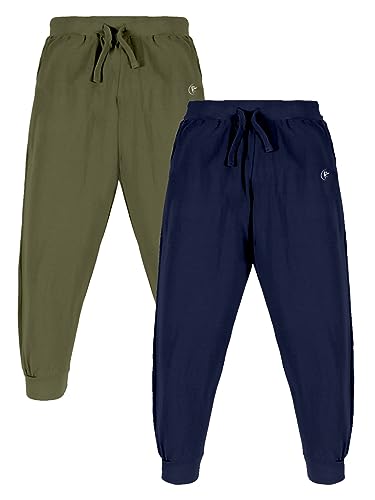 Image of KiddoPanti 100% Cotton Track Pants for Boys & Girls | Soft Single Jersey Fabric | Elastic Waist with Drawcord | Full Length with Rib Hem & Pockets | Joggers and Lowers for Kids