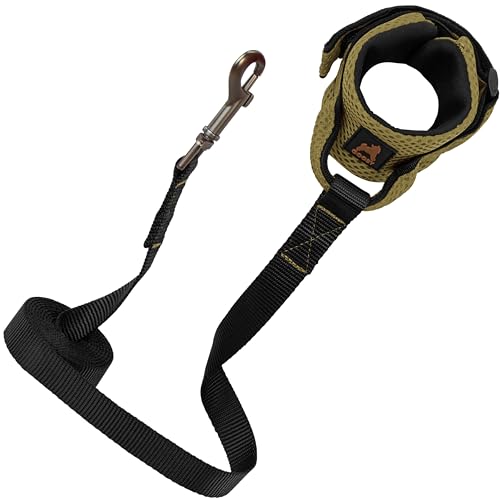 Image of Gooby Soft Mesh Wristband Surfer Leash, Brown, 6 FT | Hands-free wristband; Breathable padded mesh; 6 ft; Adjustable hook-and-loop fastener; Match your harness
